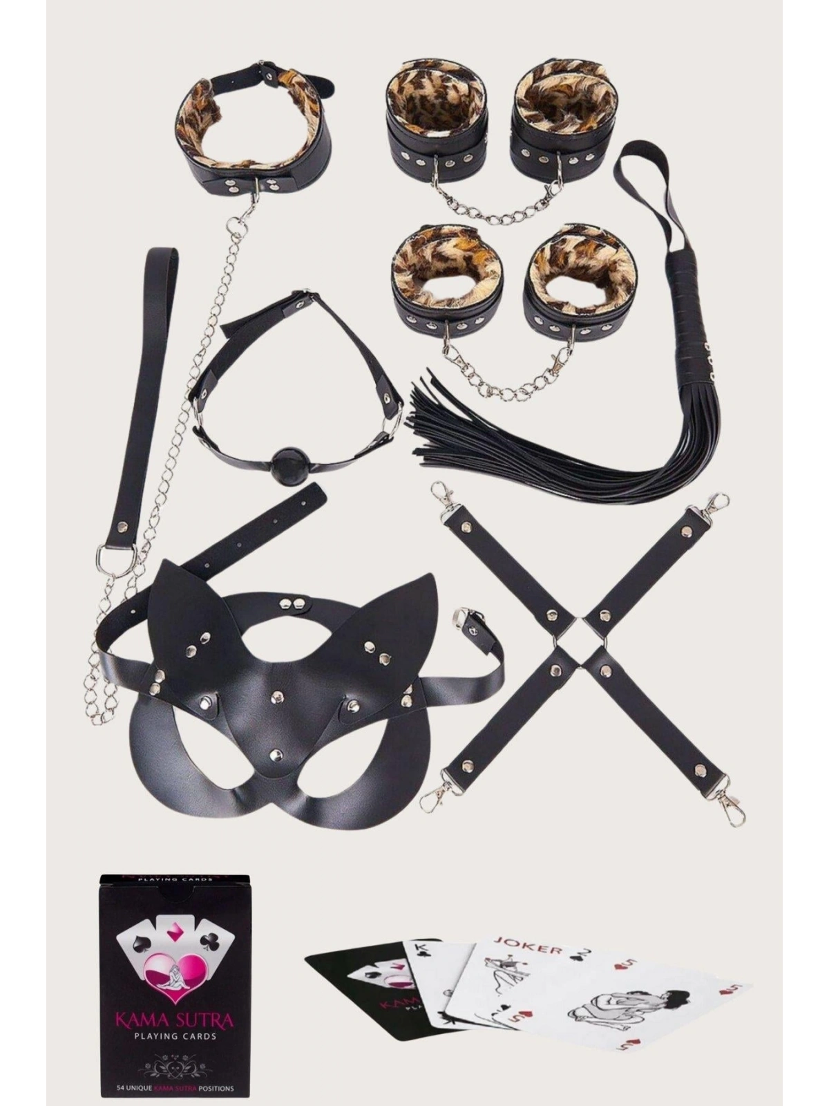 Seraviax Sexy Görselli Oyun Kartı Kama Sutra 7li Leopar Harness Set