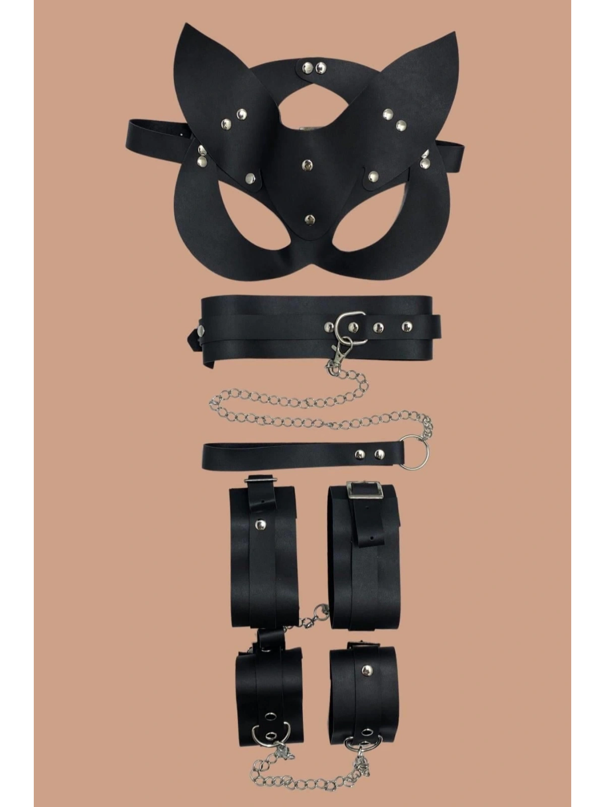 Seraviax Siyah 4lü Maske ,Tasma,Kelepce Harness Set