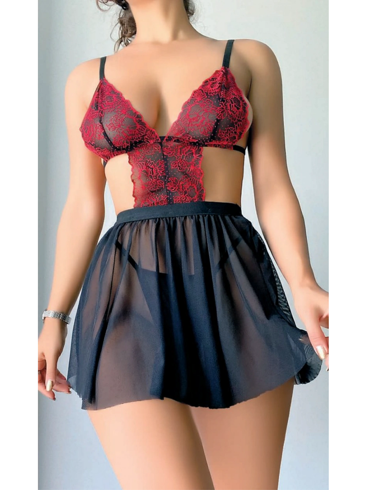 Seraviax Tül Mini Fantezi Babydoll Takım