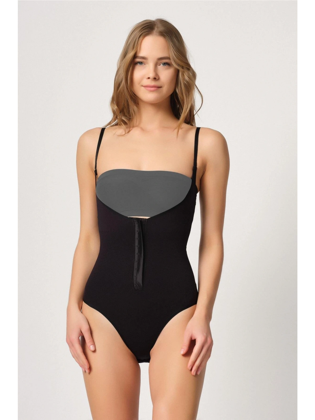 Siyah Göğsü Açık Agraflı Body Korse