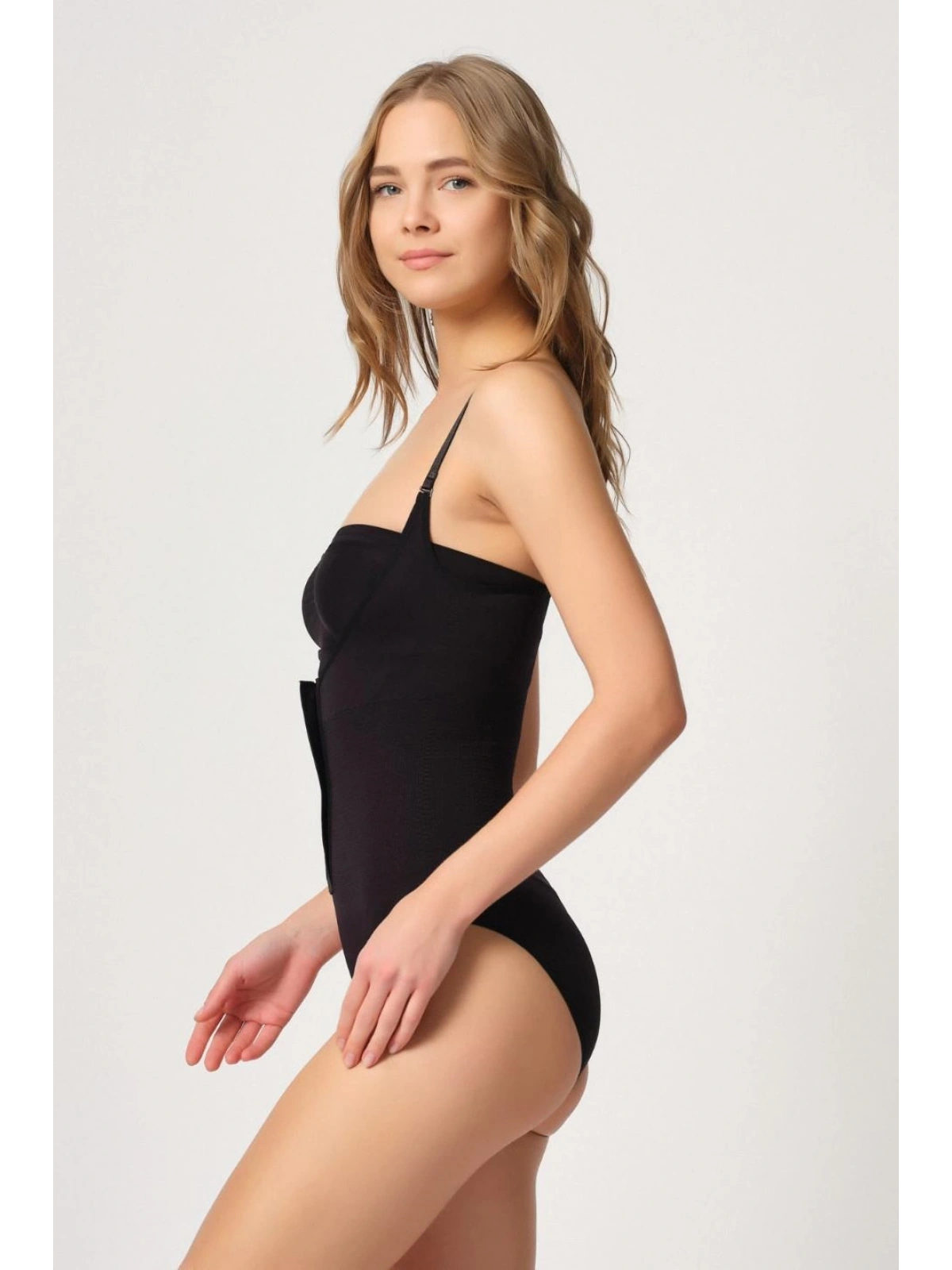 Siyah Göğsü Açık Agraflı Body Korse