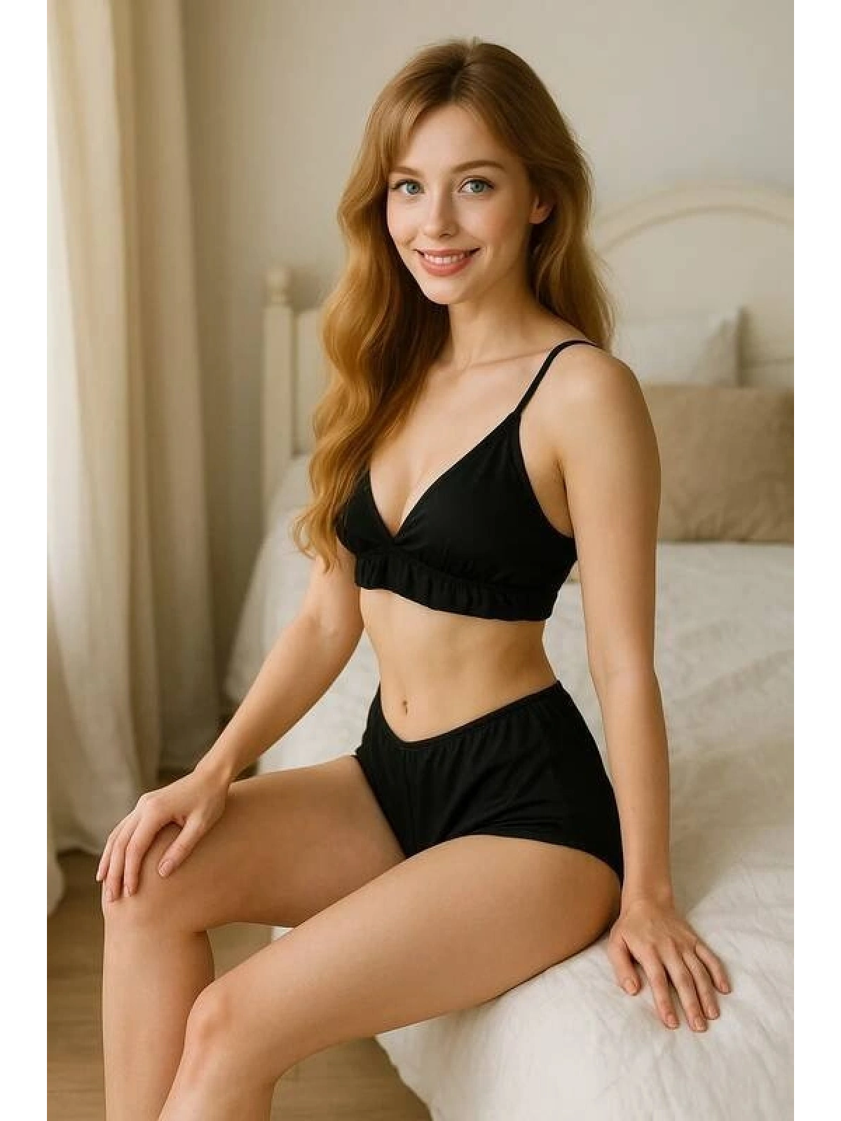 Siyah Yüksek Bel Şortlu Bralet Takım
