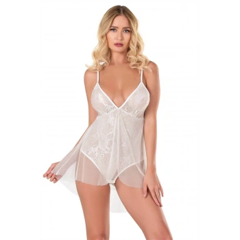 Seraviax Ekru Jakarlı Bodysuit Gecelik