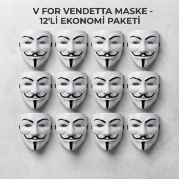 V for Vendetta Maskesi - 12li Paket - Plastik