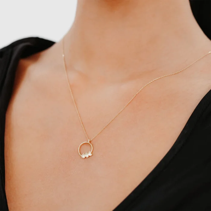 3 Mini Kalp Detay Halka Altın Kolye AAKLY020