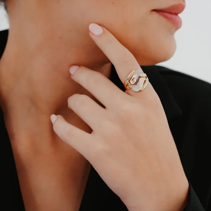 3 Renk Çapraz Model Altın Yüzük AAYZK0159