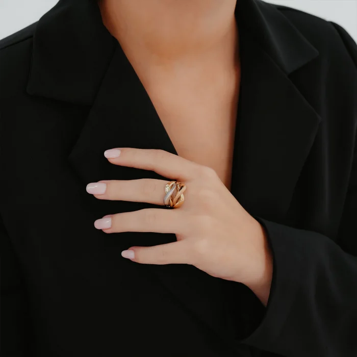 3 Renk Çapraz Model Altın Yüzük AAYZK0159