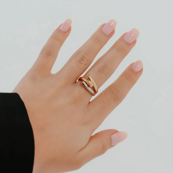 3 Renk Geometrik Altın Yüzük AAYZK0148