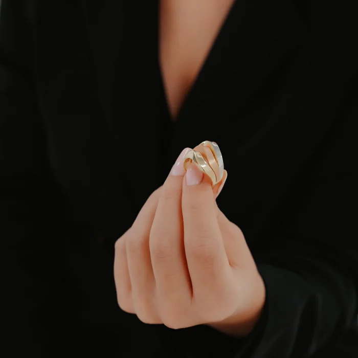 3 Renk Geometrik Model Altın Yüzük AAYZK0160