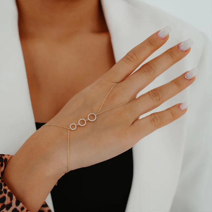 3lü Taşlı Halka Şahmeran Altın Bileklik AABLK0103