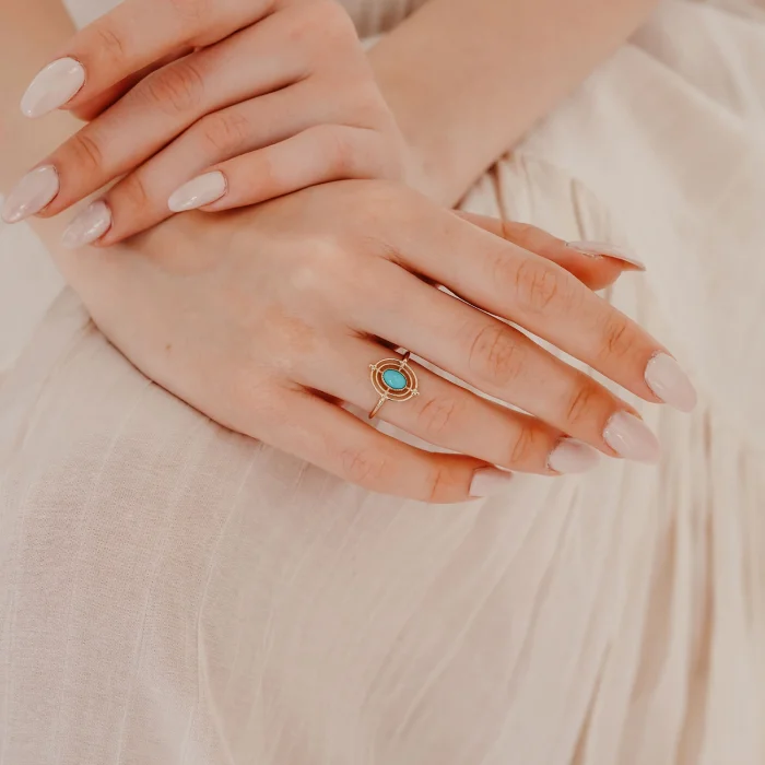 Firuze Retro Altın Yüzük AAYZK041