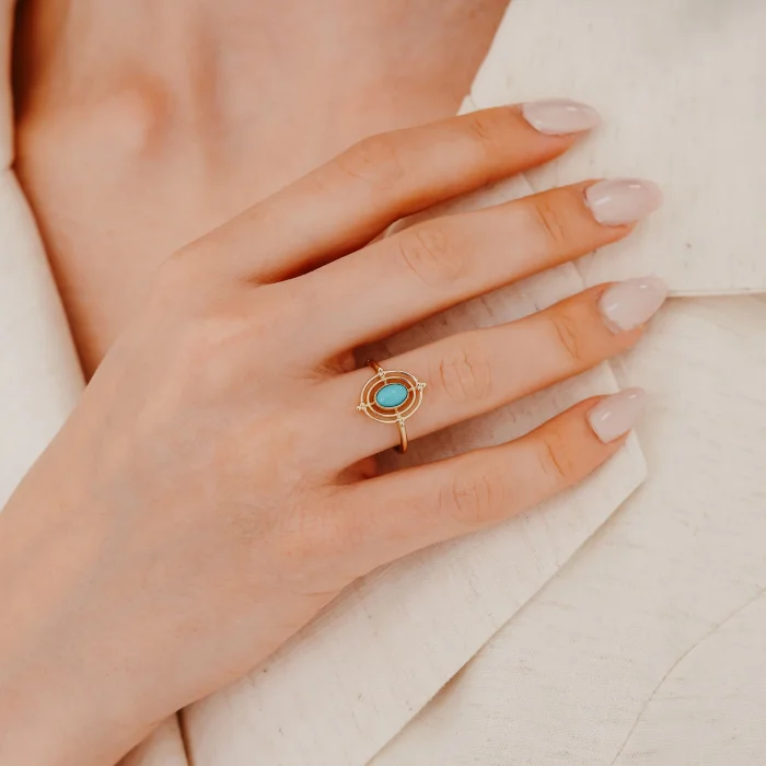 Firuze Retro Altın Yüzük AAYZK041