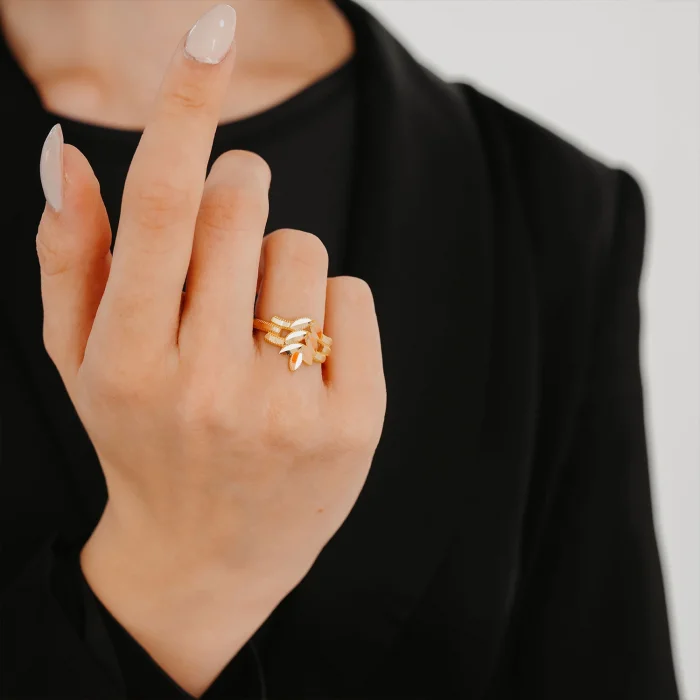 Aynalı Başak Ajda Altın Yüzük AAYZK036