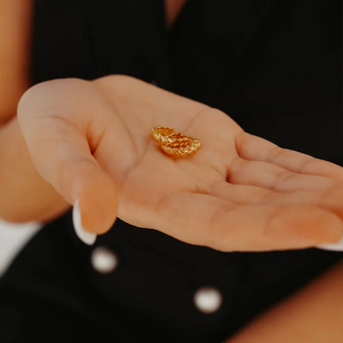 Başak Model Halka Altın Küpe AAKPE060