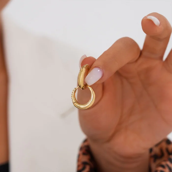 Bombeli Halka Detay Altın Küpe AAKPE095