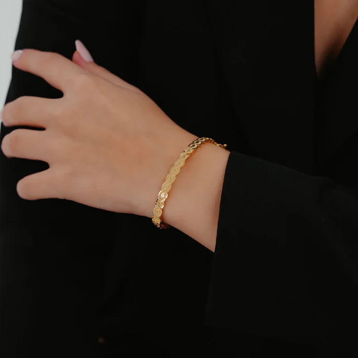 Aynalı Busem Kelepçe Altın Bileklik AABLK072