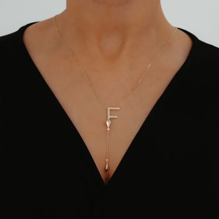 F Harfli Y Model Altın Kolye AAKLY088