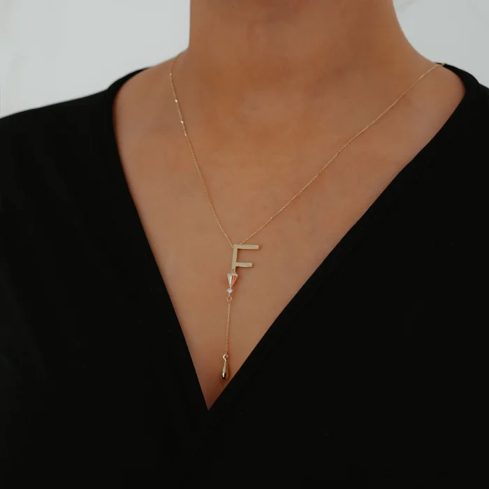 F Harfli Y Model Altın Kolye AAKLY088