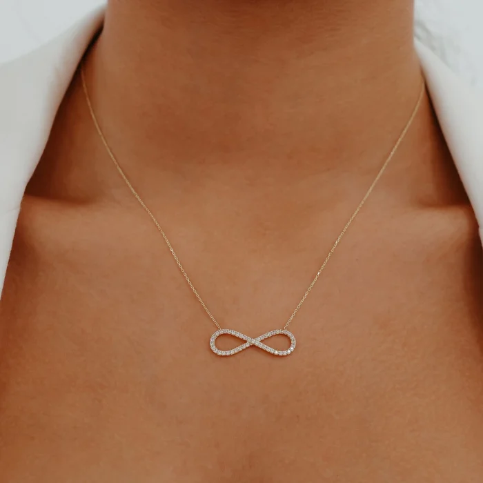 Ful Taşlı Sonsuzluk Altın Kolye AAKLY0169