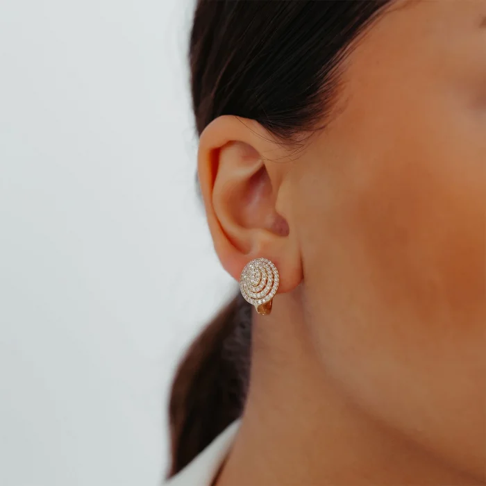 Full Taşlı Yuvarlak Altın Küpe AAKPE078