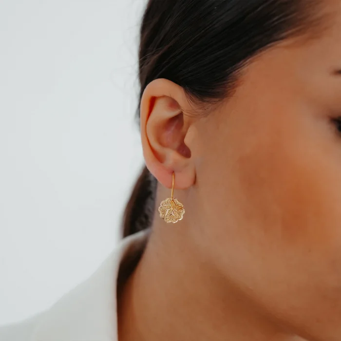 Gül Motifli Telkari Altın Küpe AAKPE002