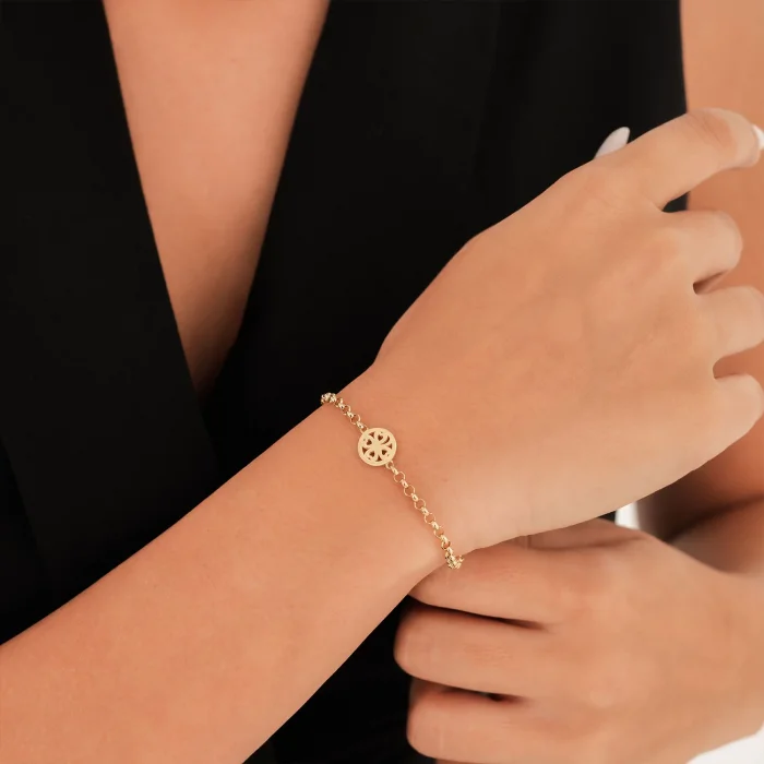 Halka Yonca Detay  Altın Bileklik AABLK008