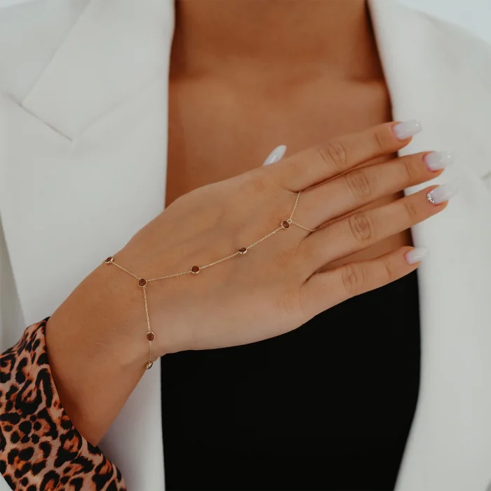 Kahverengi Taşlı Şahmeran Altın Bileklik AABLK091