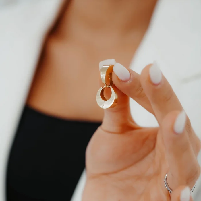 Kalın Bombeli Halka Model Altın Küpe AAKPE088