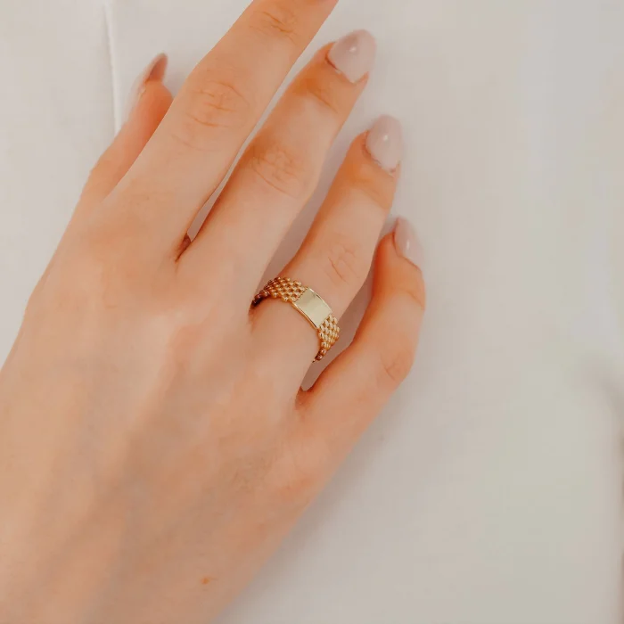 Kare Taşlı Toptop Altın Yüzük AAYZK0132