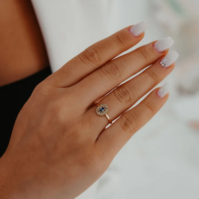 Laci Mineli Kutup Yıldızı Altın Yüzük AAYZK0215