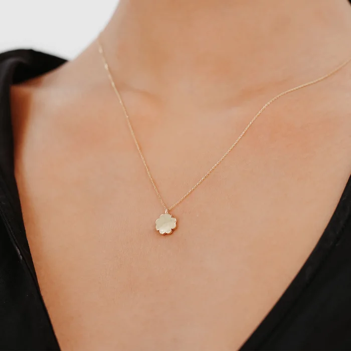 Taşsız Çiçek Tasarım Altın Kolye AAKLY005