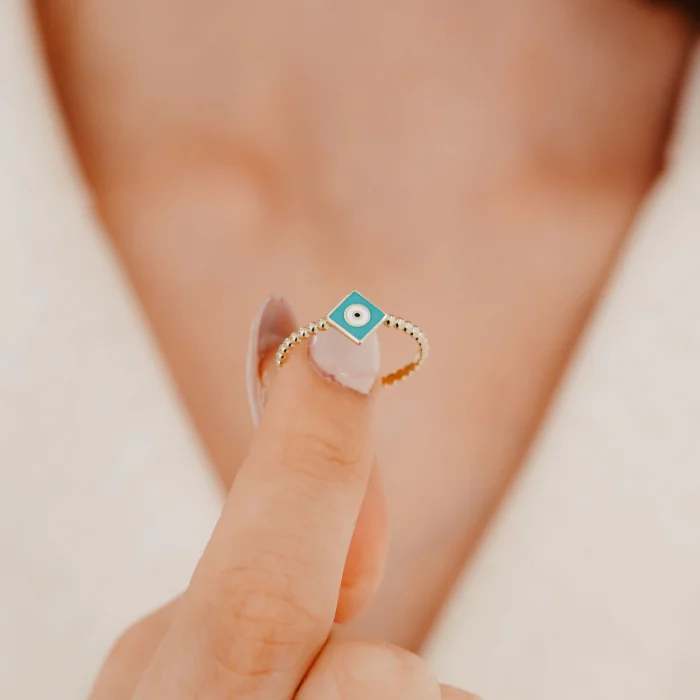 Nazar Boncuklu Göz Altın Yüzük AAYZK07