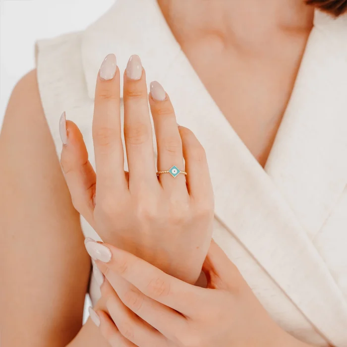 Nazar Boncuklu Göz Altın Yüzük AAYZK07