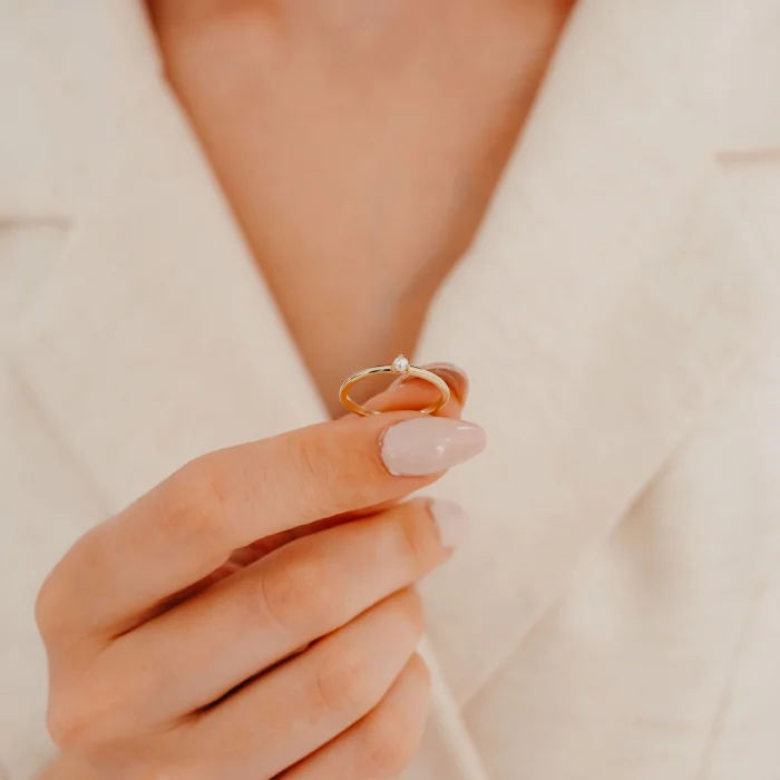 Minimal İncili Altın Yüzük AAYZK012