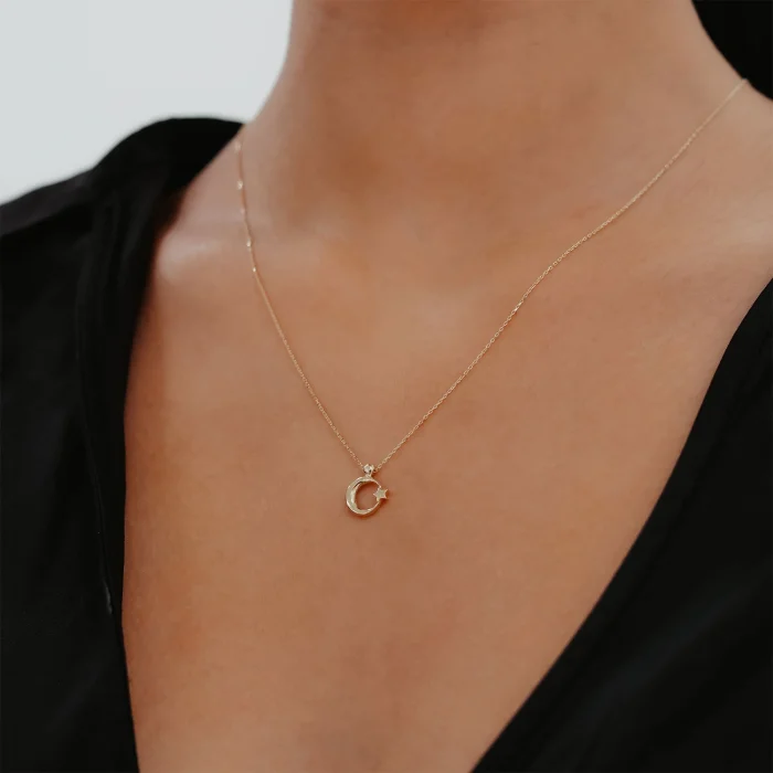 Mini Düz Ay Yıldız Altın Kolye AAKLY012