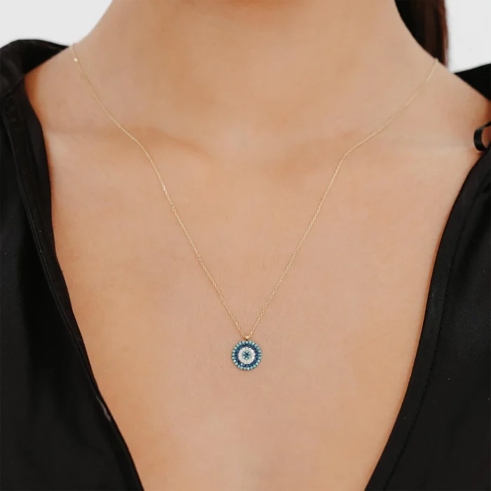 Mini Nazar Boncuk Altın Kolye AAKLY011