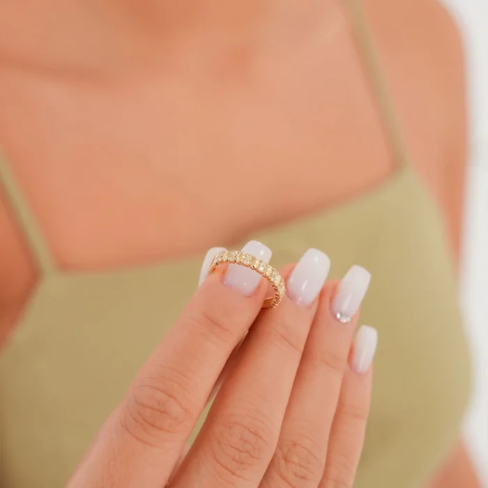 Mini Taşlı Çift Taraflı Altın Yüzük AAYZK0183