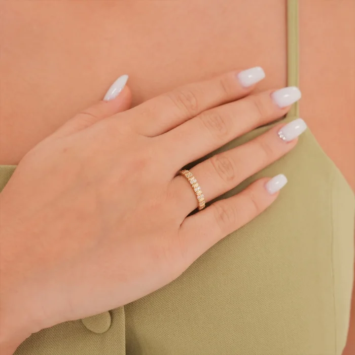 Mini Taşlı Çift Taraflı Altın Yüzük AAYZK0183