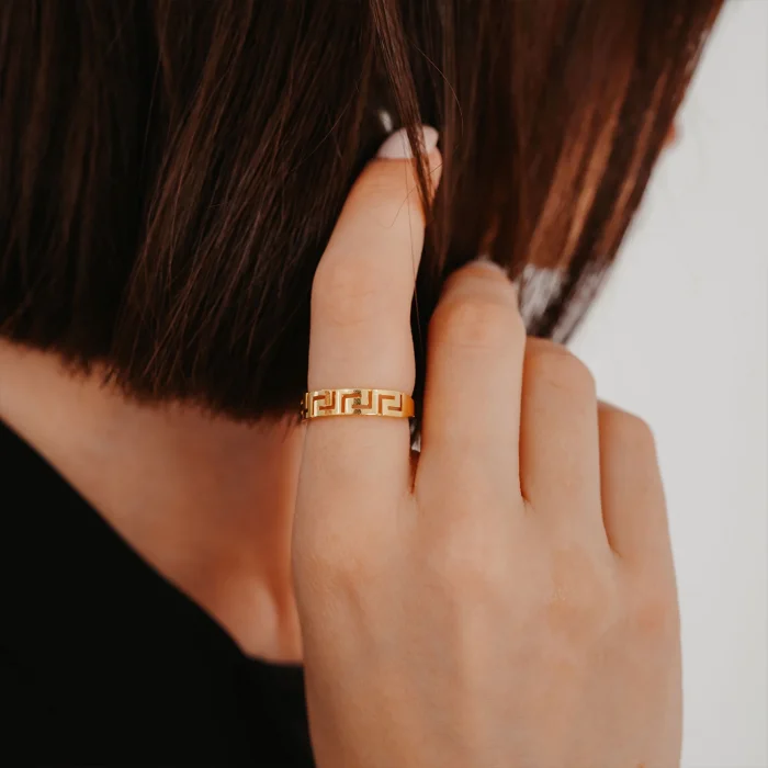 Labirent Desen Altın Yüzük AAYZK022