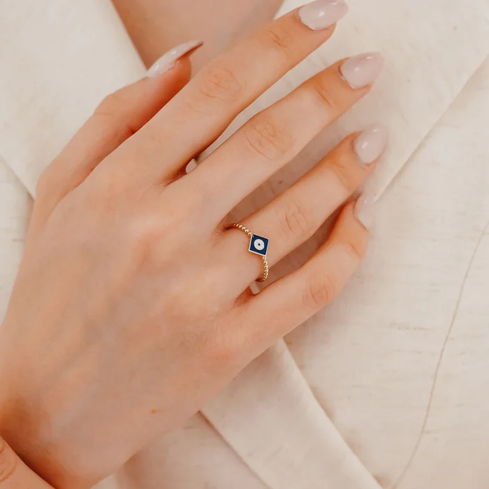 Nazar Boncuklu Göz Altın Yüzük AAYZK08