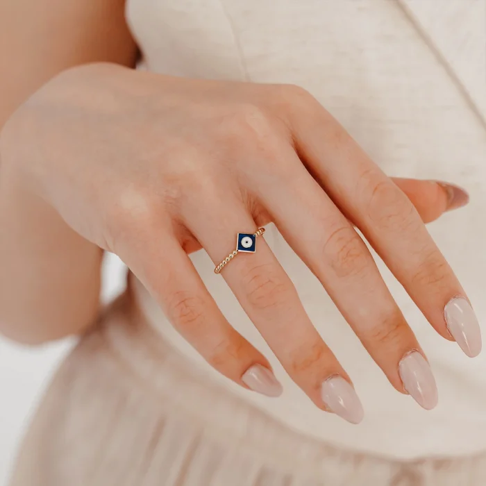 Nazar Boncuklu Göz Altın Yüzük AAYZK08