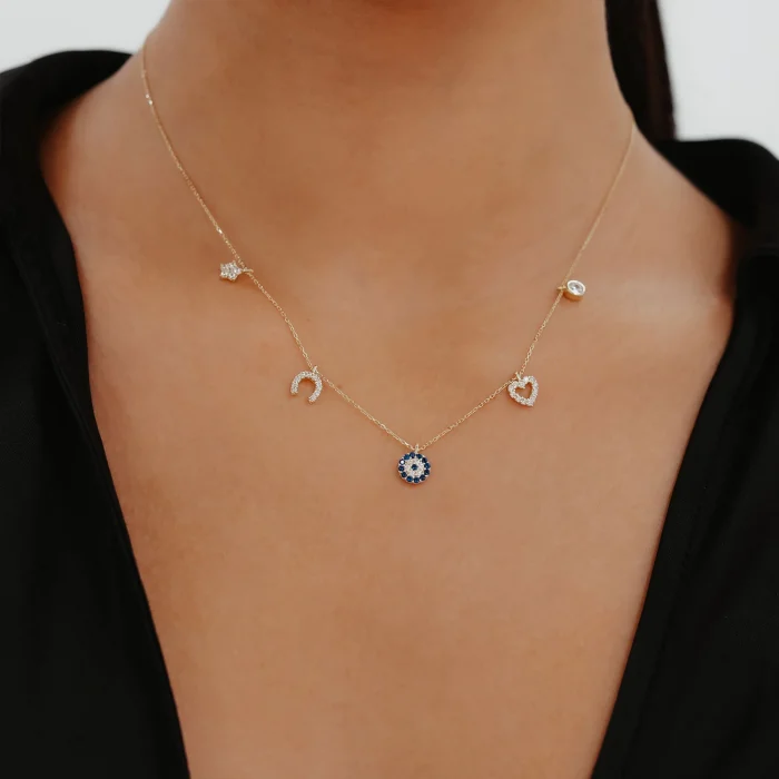 Nazar Boncuklu Şans Altın Kolye 1 AAKLY048