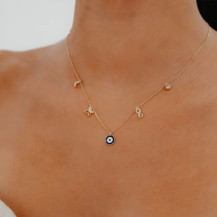 Nazar Boncuklu Şans Altın Kolye 2 AAKLY059