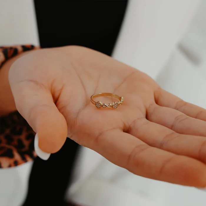 Oval Taş Sonsuzluk Altın Yüzük AAYZK0209