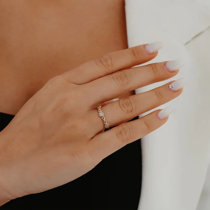 Oval Taş Sonsuzluk Altın Yüzük AAYZK0209