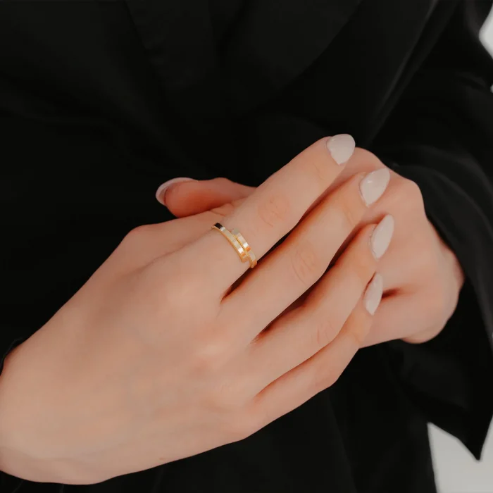 Aynalı Ajda Tasarım Altın Yüzük AAYZK027