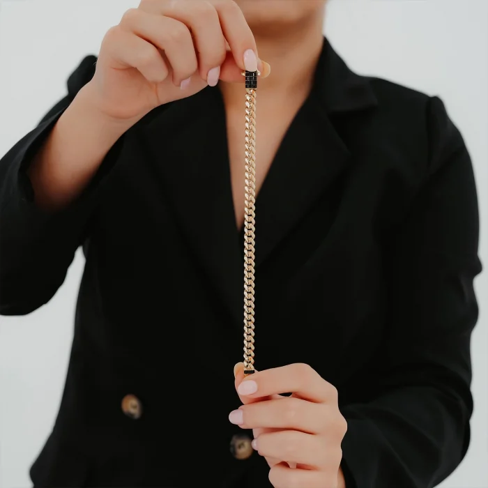 Siyah Mine Detay Altın Bileklik AABLK079