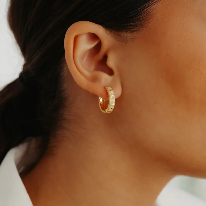 Taşlı Halka Altın Küpe AAKPE089