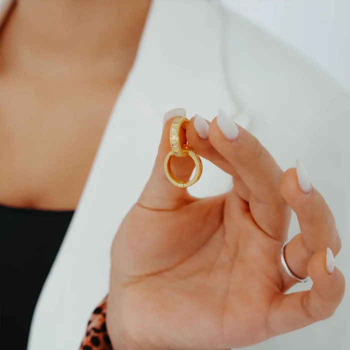 Taşlı Halka Altın Küpe AAKPE089