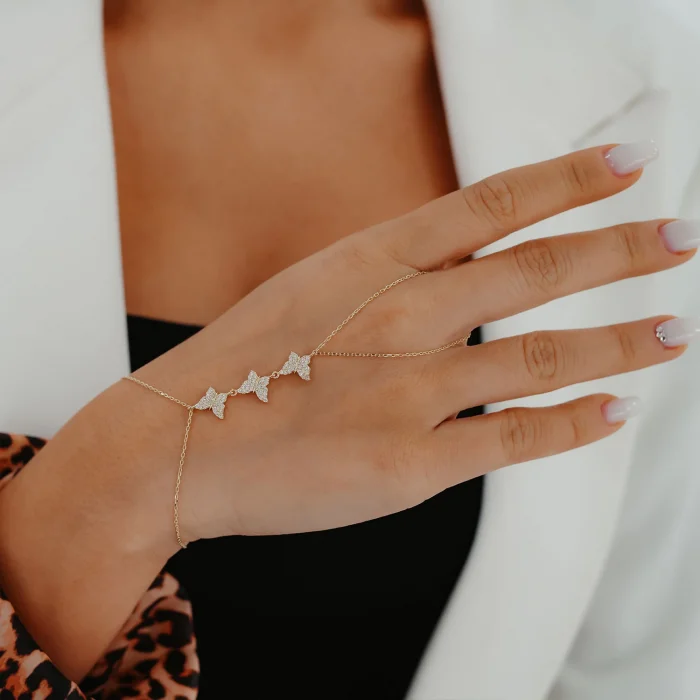 Taşlı Kelebek Şahmeran Altın Bileklik AABLK0105